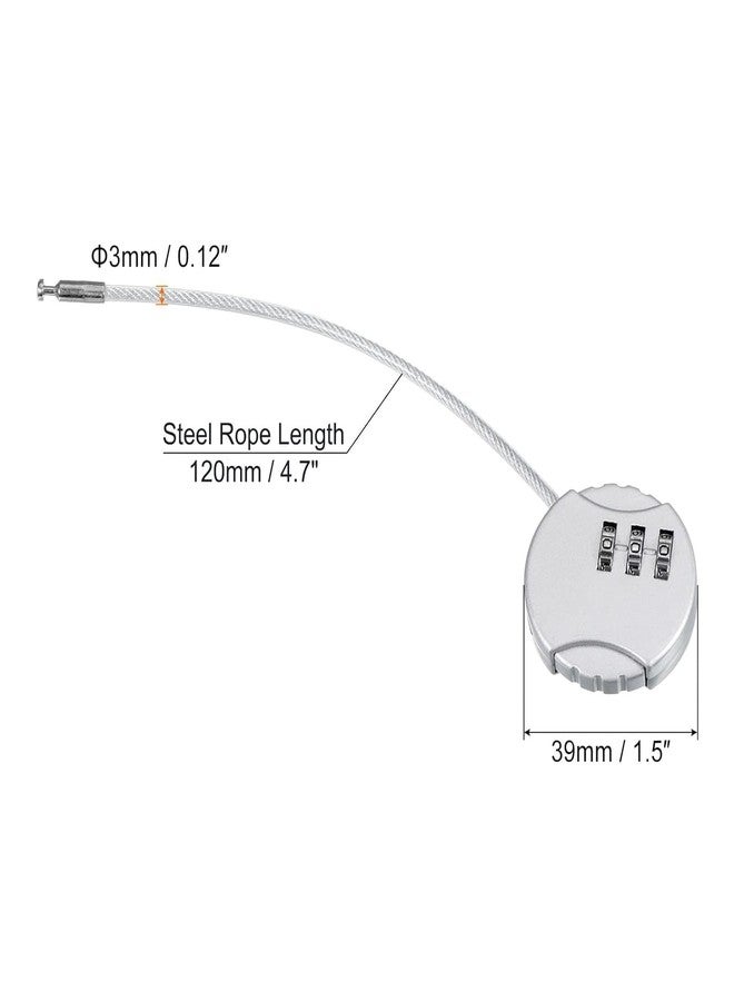 AISBUGUR Travel Combination Lock with Flexible Steel Cable 3 Digit Resettable Password Luggage Bag Suitcase Lock Portable Security Code Lock for Backpack Locker Gym School Briefcase Anti Theft Safety (Silver) - Image 2